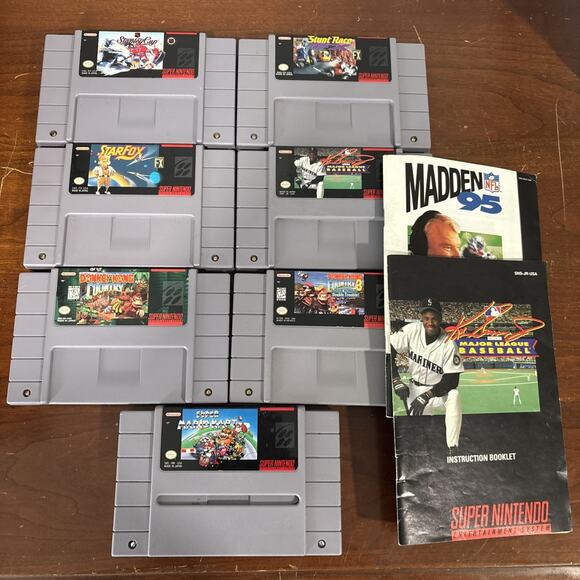 Other - SNES Video Game Lot Bundle Super Mario Kart Donkey Kong Star Fox Super Nintendo